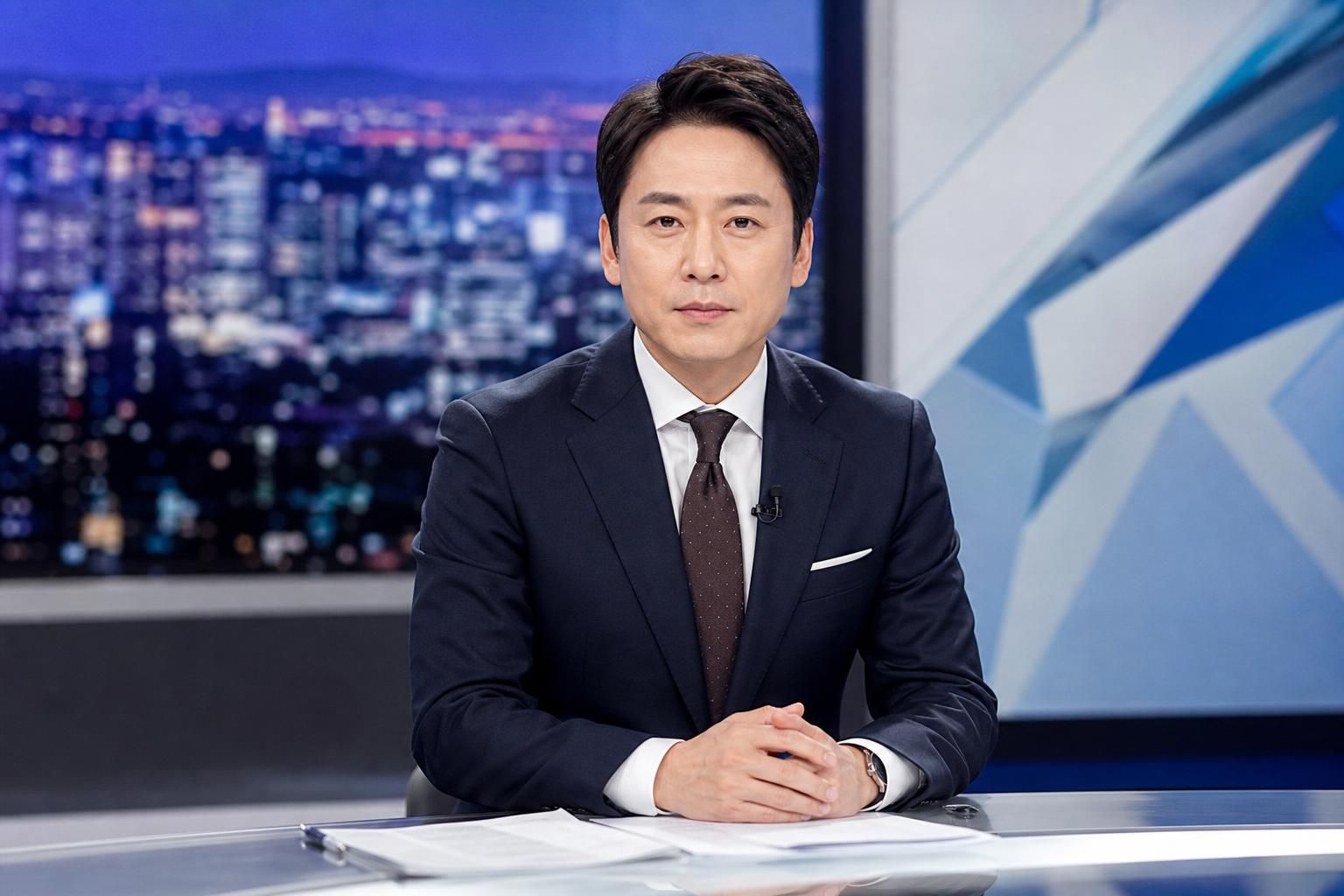 news anchor Image showing the article's key context - The move comes amid continuing reshuffles across South Korean broadcast...