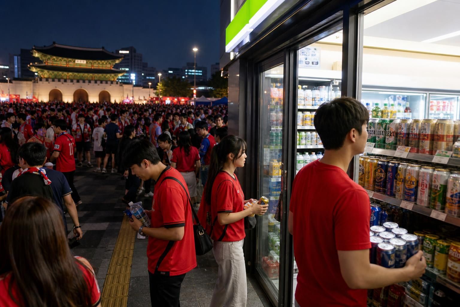 Gwanghwamun beer Image showing the article's key context - Retail activity around World Cup viewing hotspots tends to follow...