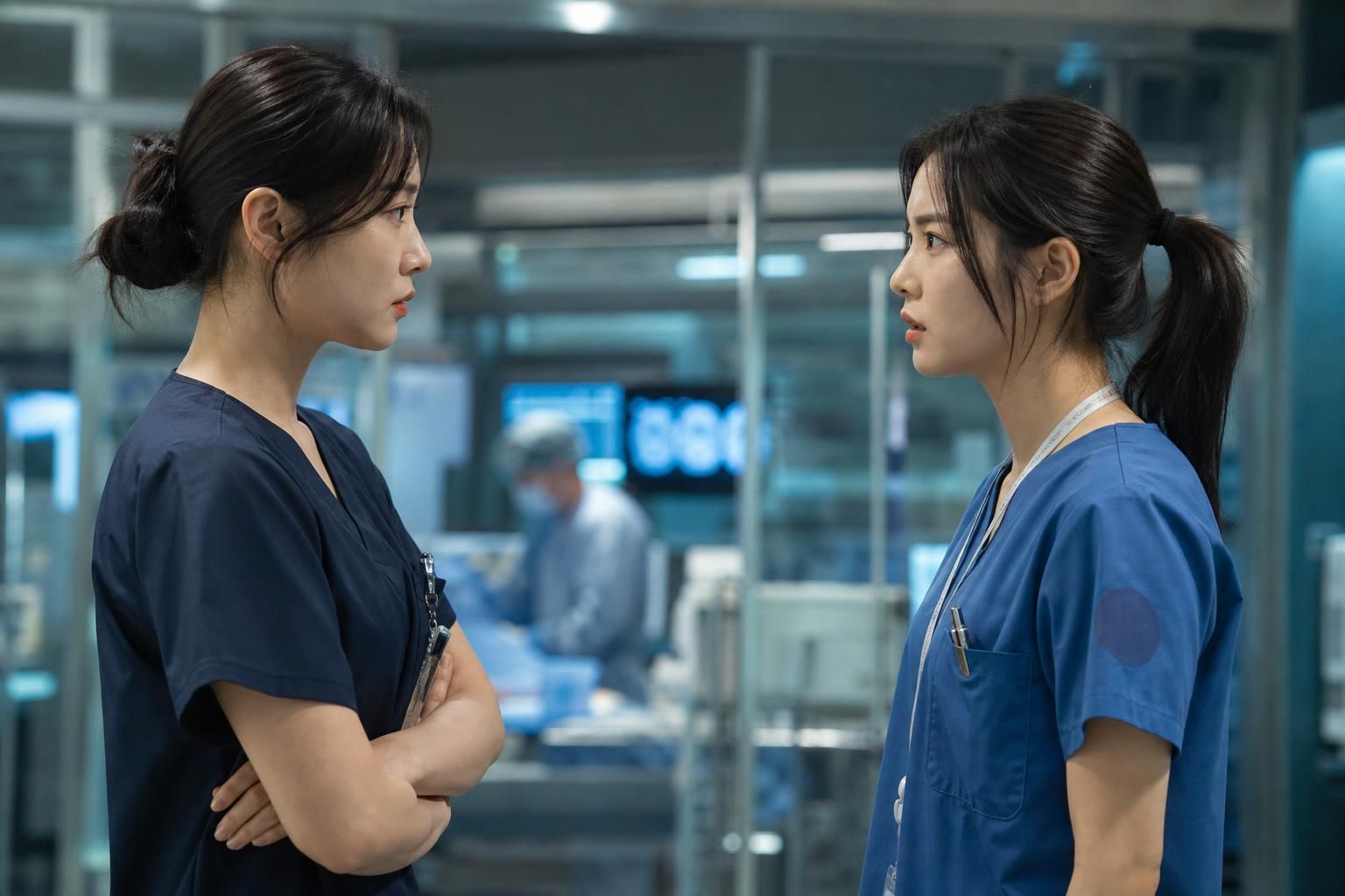 [medical drama, korea series, netflix] Image showing the article's key context - Opposing her is Ha Yun Kyung as Ki Eun Gyeol...