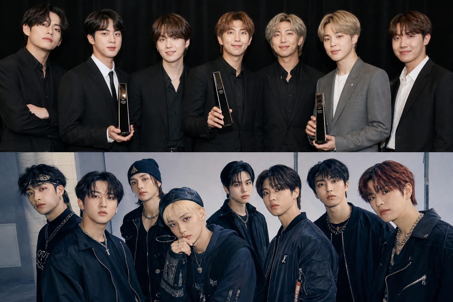 [K-pop charts] Image showing the article's key context - According to multiple outlets in the digest, BTS took two awards on...