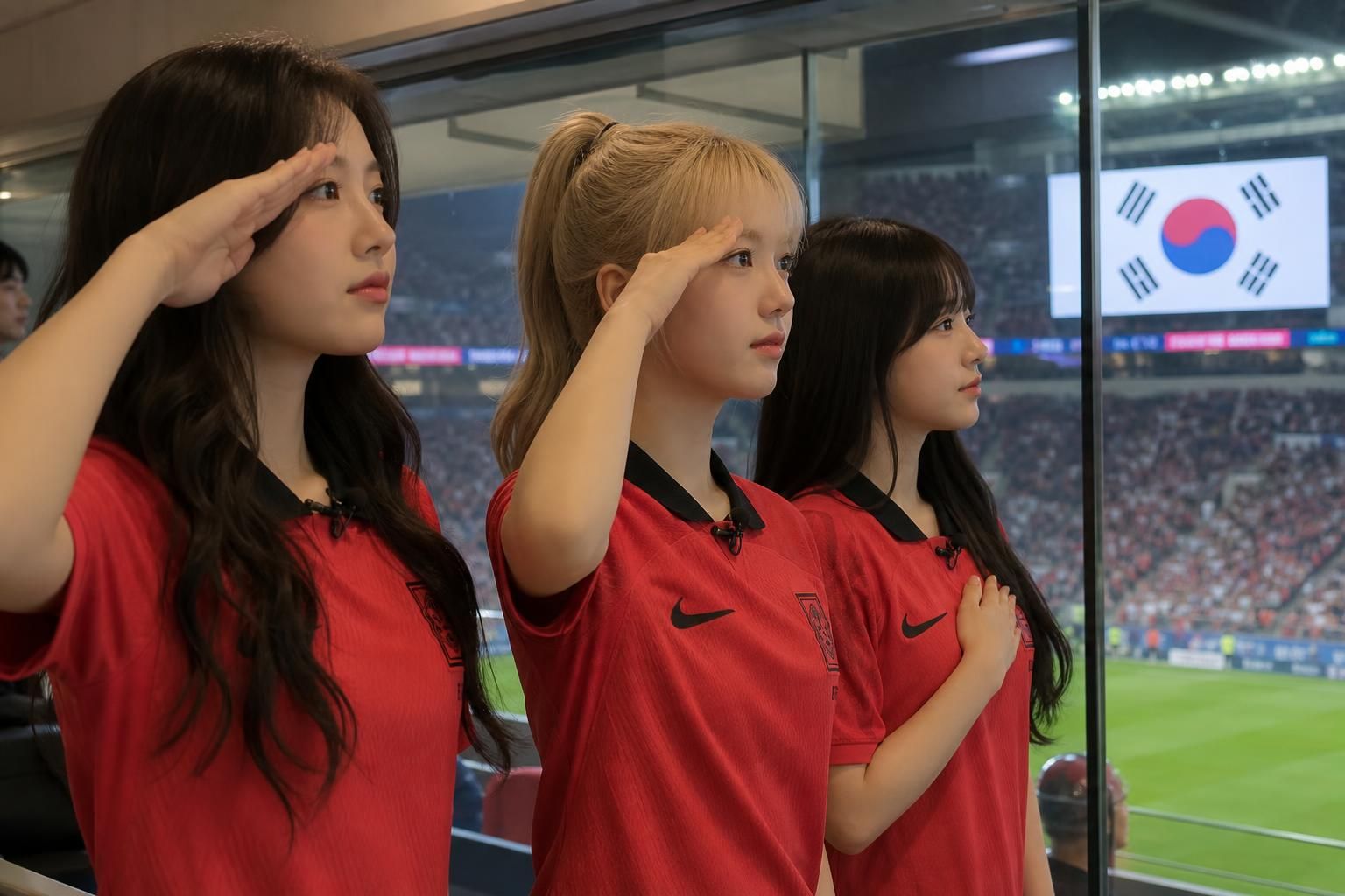 [world cup broadcast] Image showing the article's key context - In the lead-up to kickoff, the broadcast showed Rescene membe...