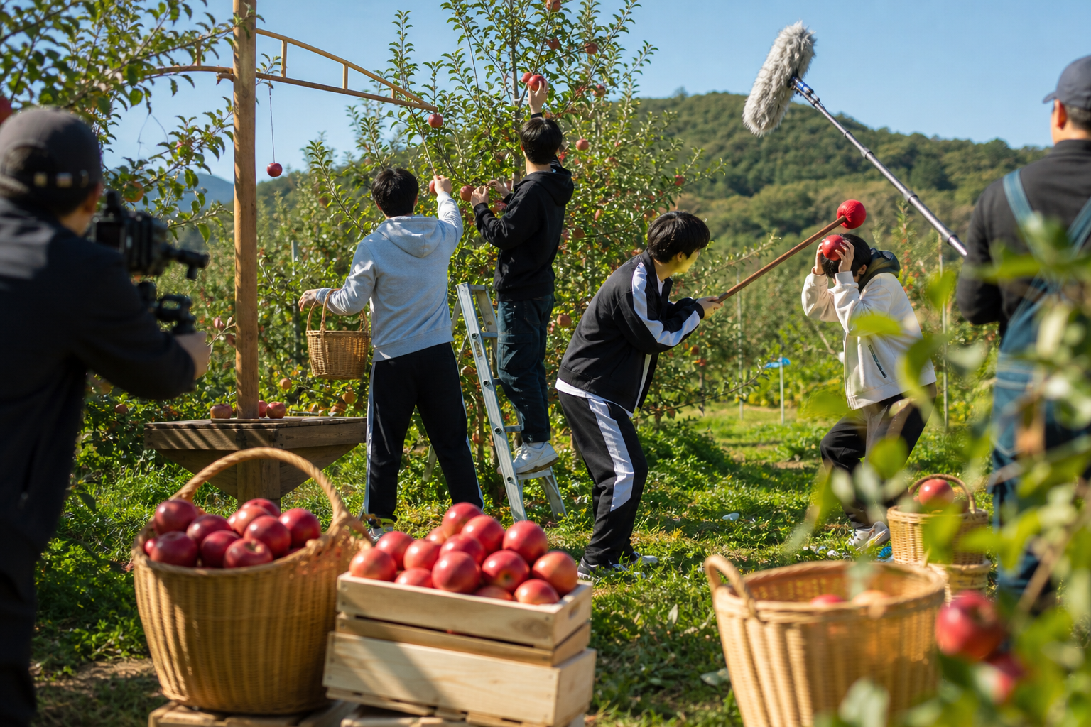 Rural apple-picking variety show mission inspired by Miyeon and Minnie on Running Man