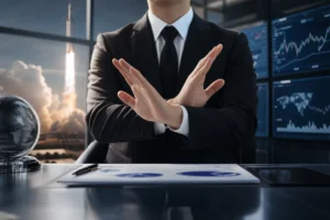 AI-generated editorial image suggesting a K-pop business and space technology investment story