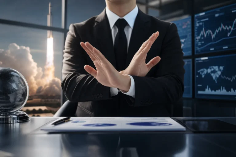 AI-generated editorial image suggesting a K-pop business and space technology investment story