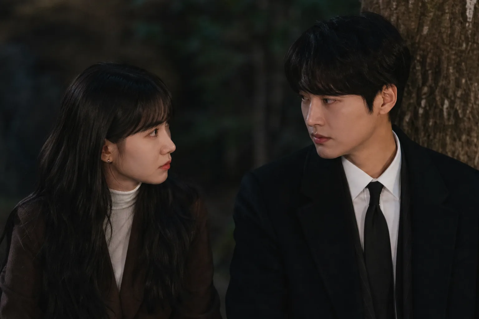 Korean drama production still mood showing a warmer shift between two uneasy partners