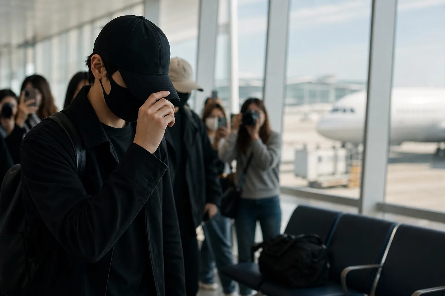K-pop privacy protection and fan etiquette concept around concerts and airports