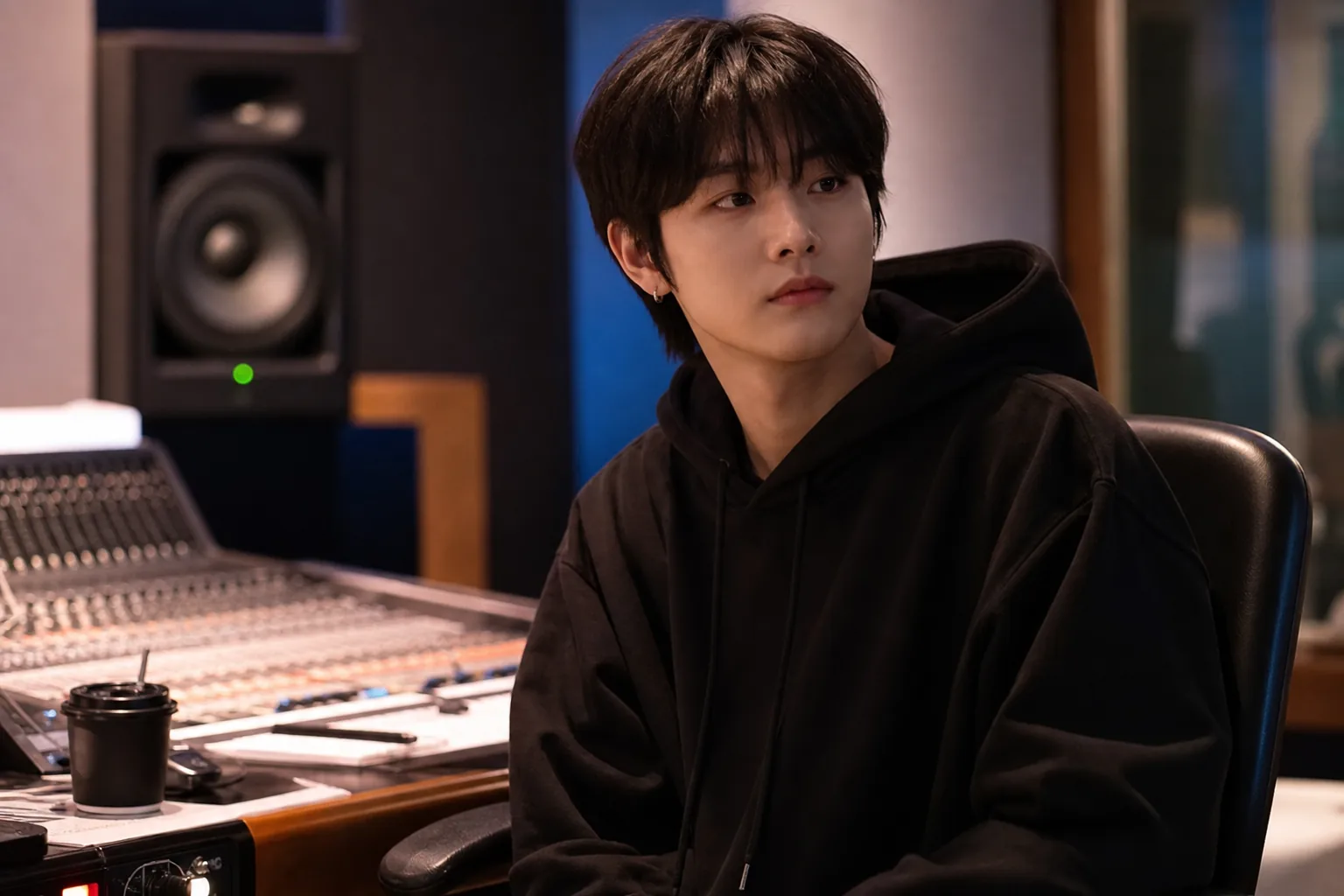 Supportive fan messages and stage lights representing concern for TREASURE member Junkyu