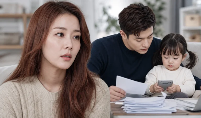 Editorial image representing single parent financial planning in Korean entertainment news