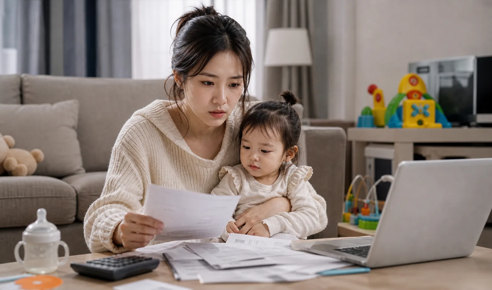 Quiet family budgeting scene showing the broader impact of child support disputes