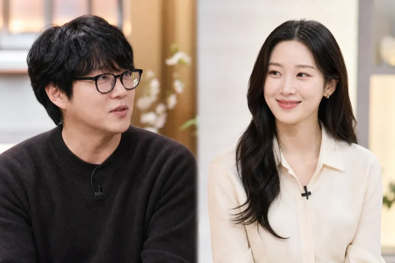 Sung Si Kyung and Moon Ga Young entertainment news inspired studio interview scene