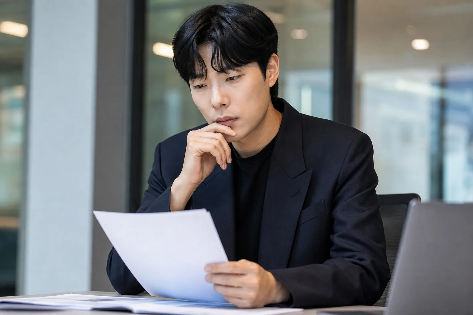 Korean entertainment agency office scene representing Ryu Jun Yeol transfer discussions