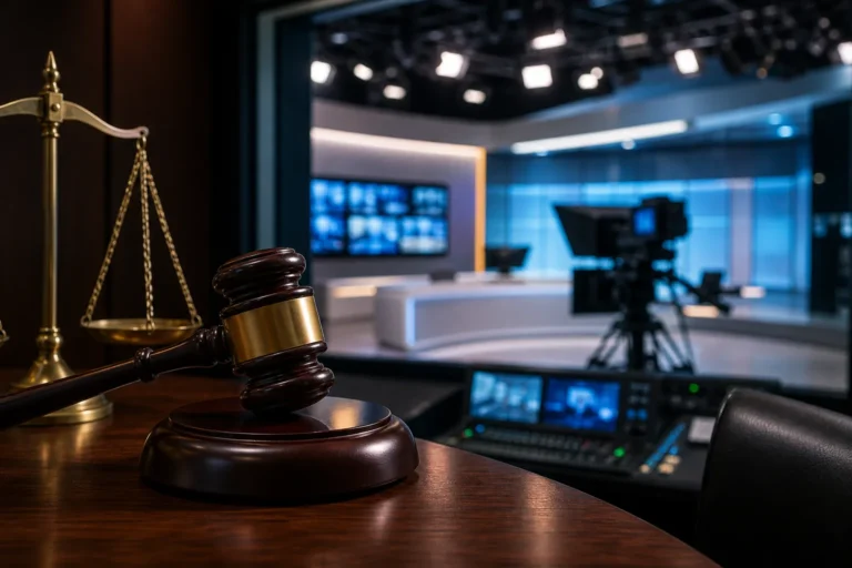 Modern Korean broadcast studio representing JTBC restructuring talks