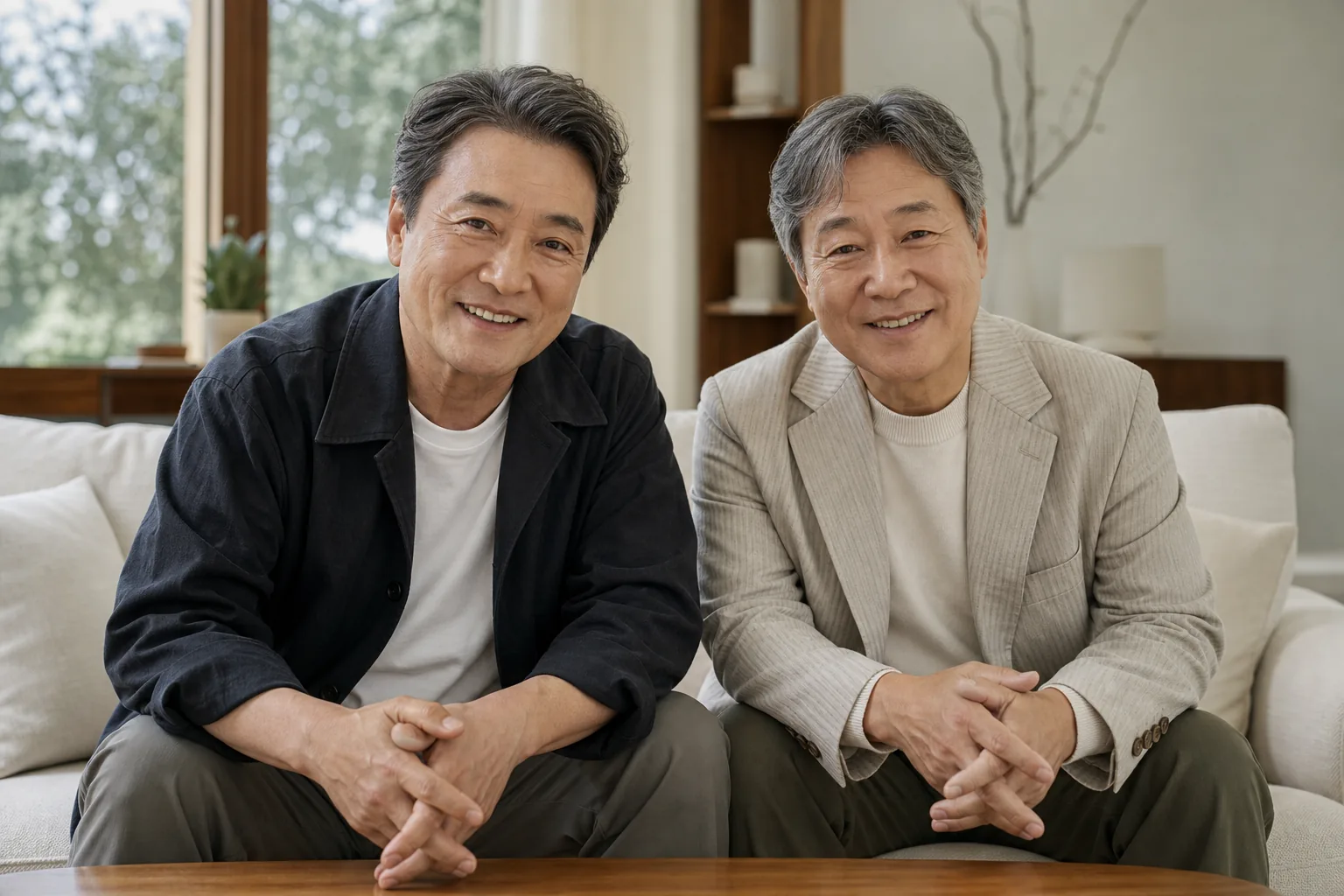 Veteran Korean actors preparing for a charity campaign shoot