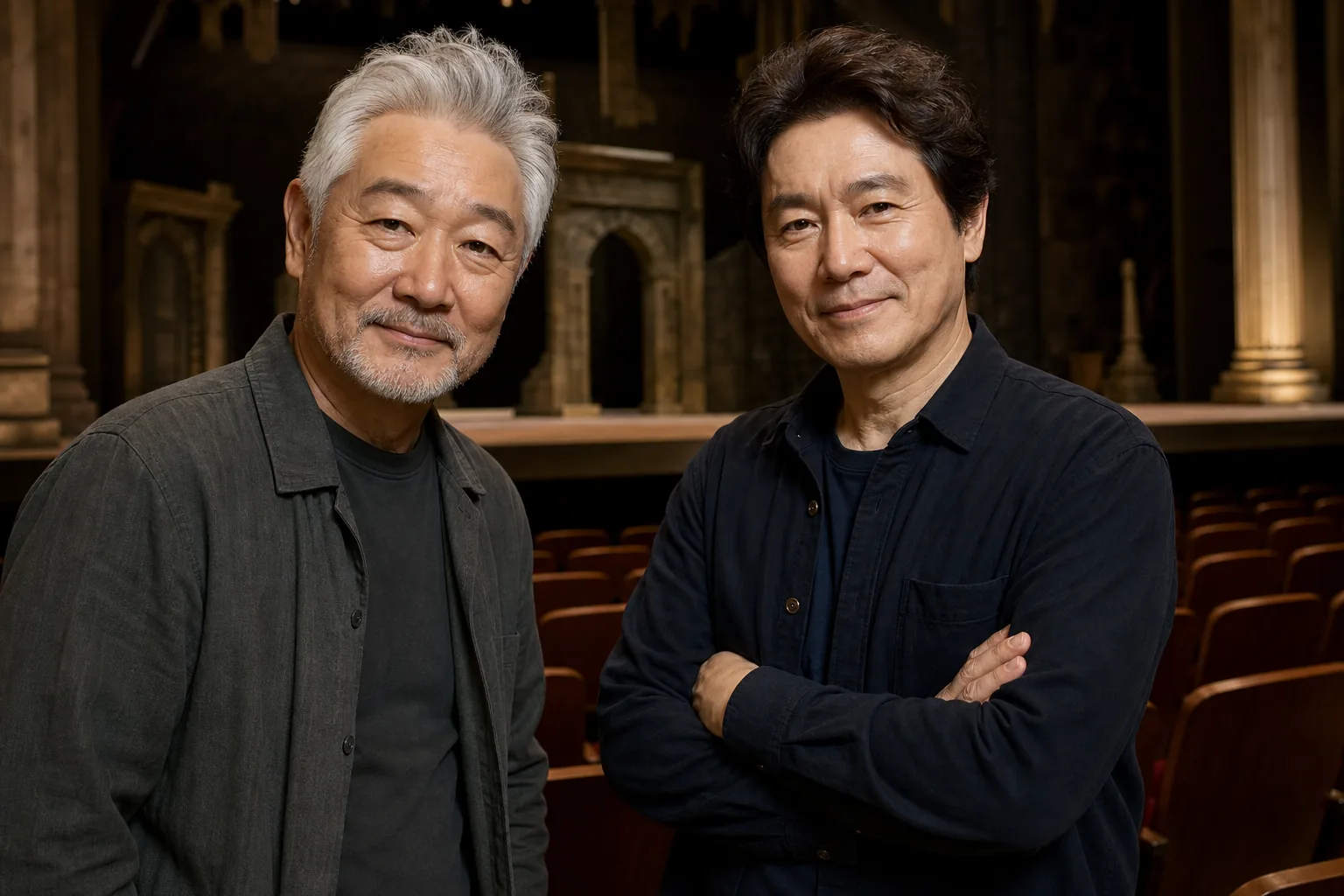 Korean theater stage and charity audience support concept