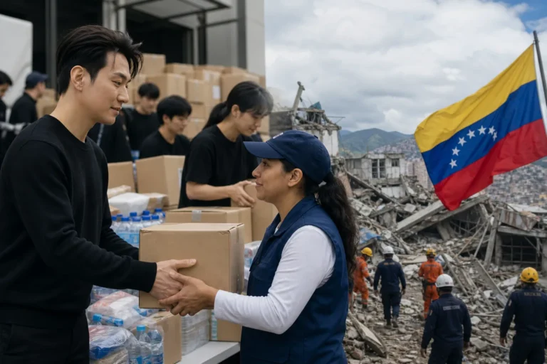 JYP Entertainment Venezuela earthquake relief donation editorial image