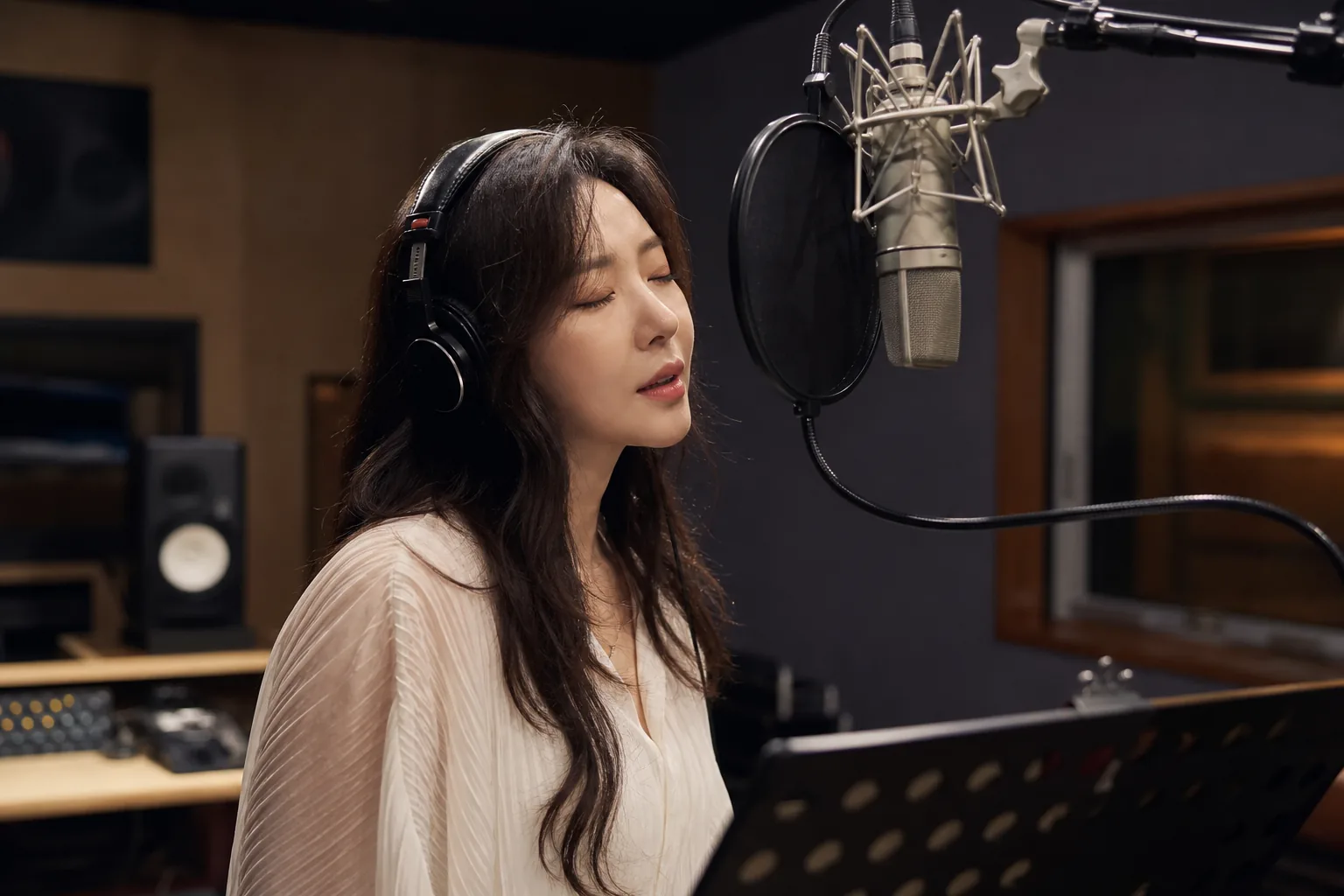 Lee So Ra comeback studio microphone and vocal session concept