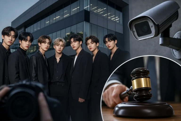 Editorial image about ENHYPEN agency legal action and K-pop artist privacy protection