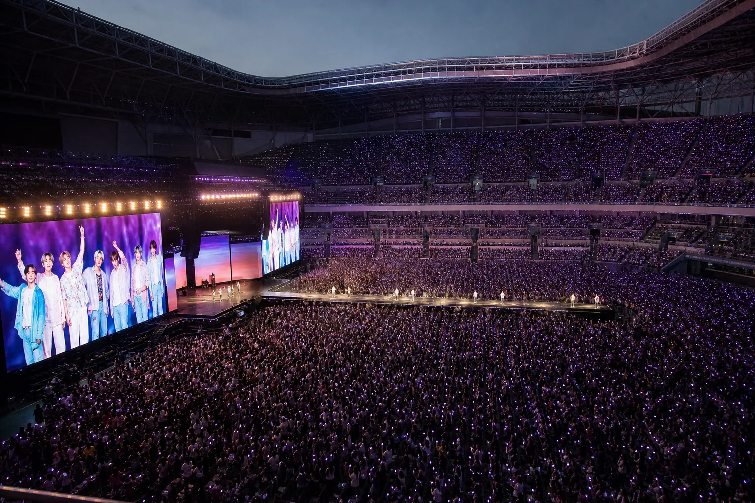 Packed stadium concert illustrating BTS ARIRANG tour revenue momentum