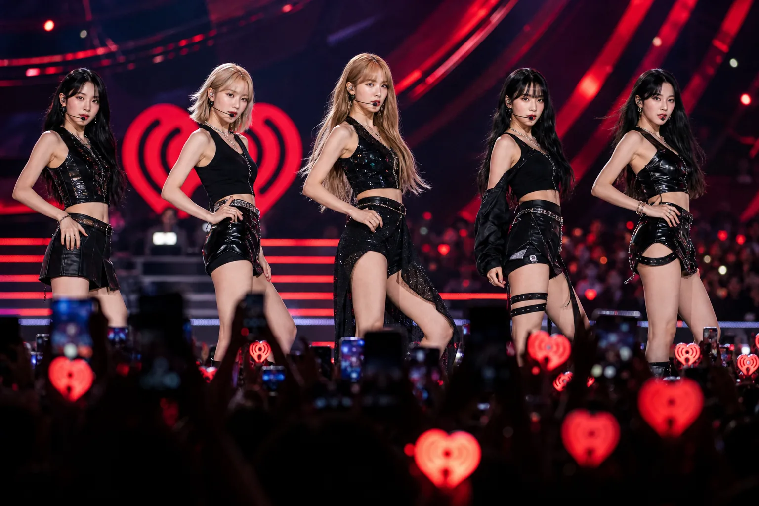Global pop festival audience responding to Korean music acts