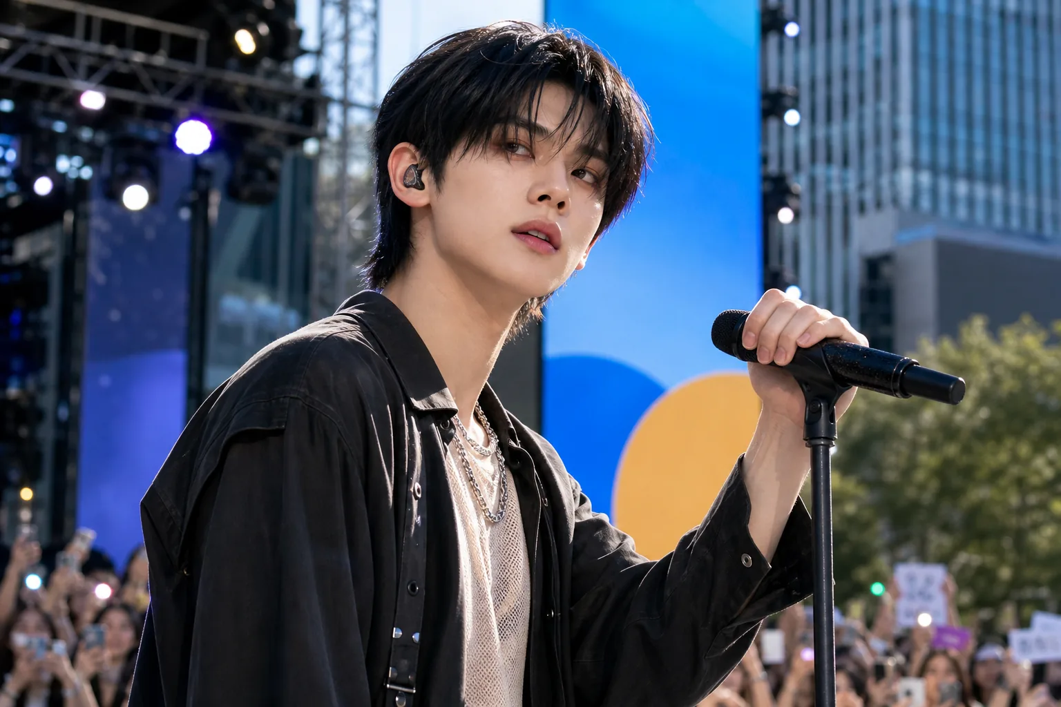 New York morning concert stage representing Yeonjun's Good Morning America appearance