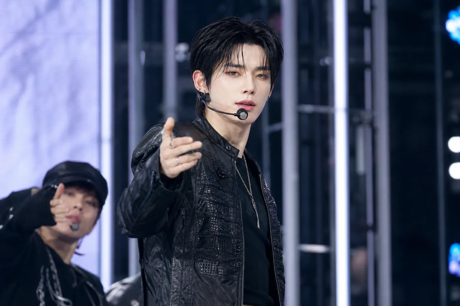 K-pop solo performer preparing for a U.S. broadcast concert stage