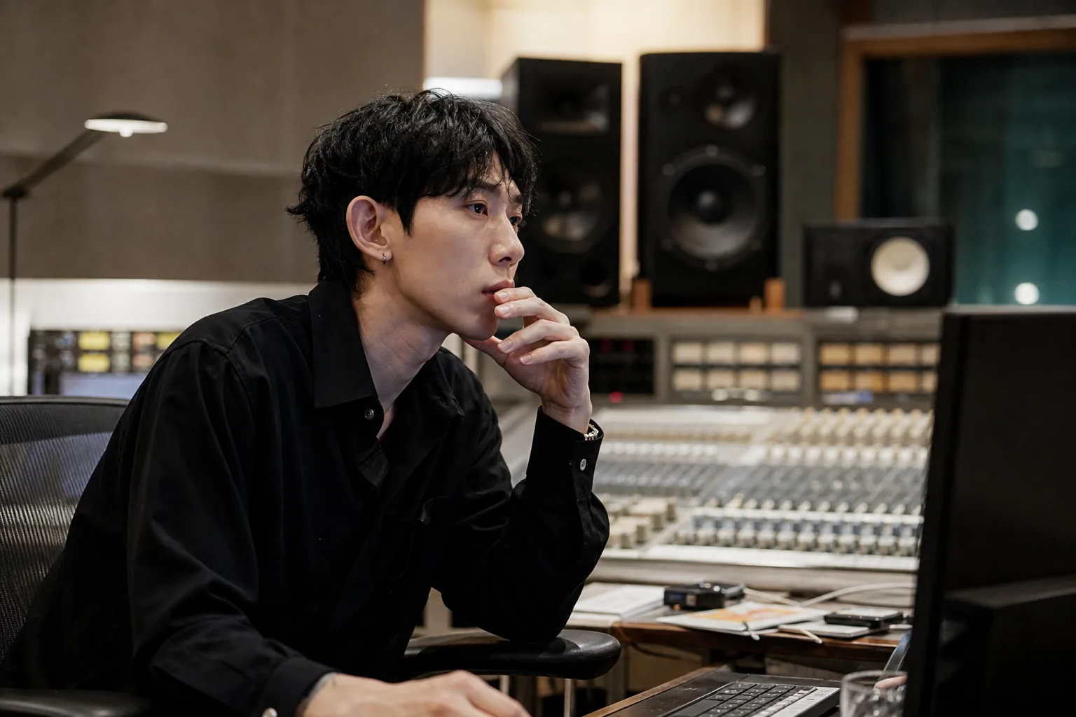 Music producer working late in a studio as Code Kunst relationship report draws attention