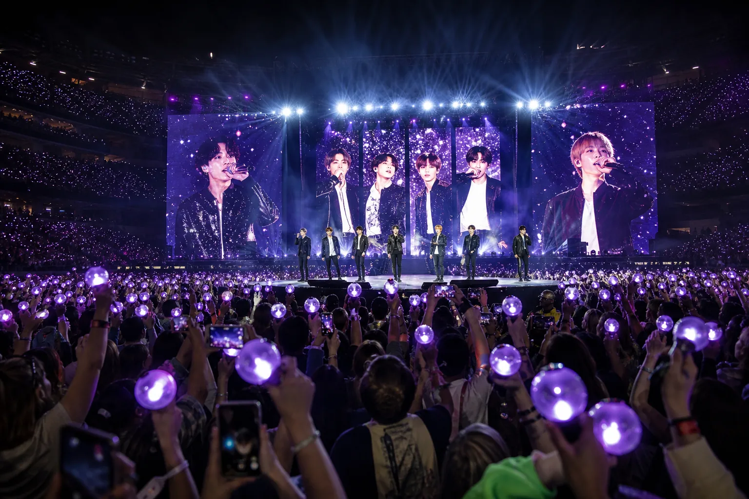 Modern concert production scene representing BTS's global touring impact