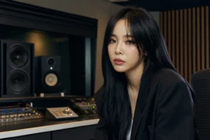 Editorial image of a modern recording studio representing Heize leaving P NATION
