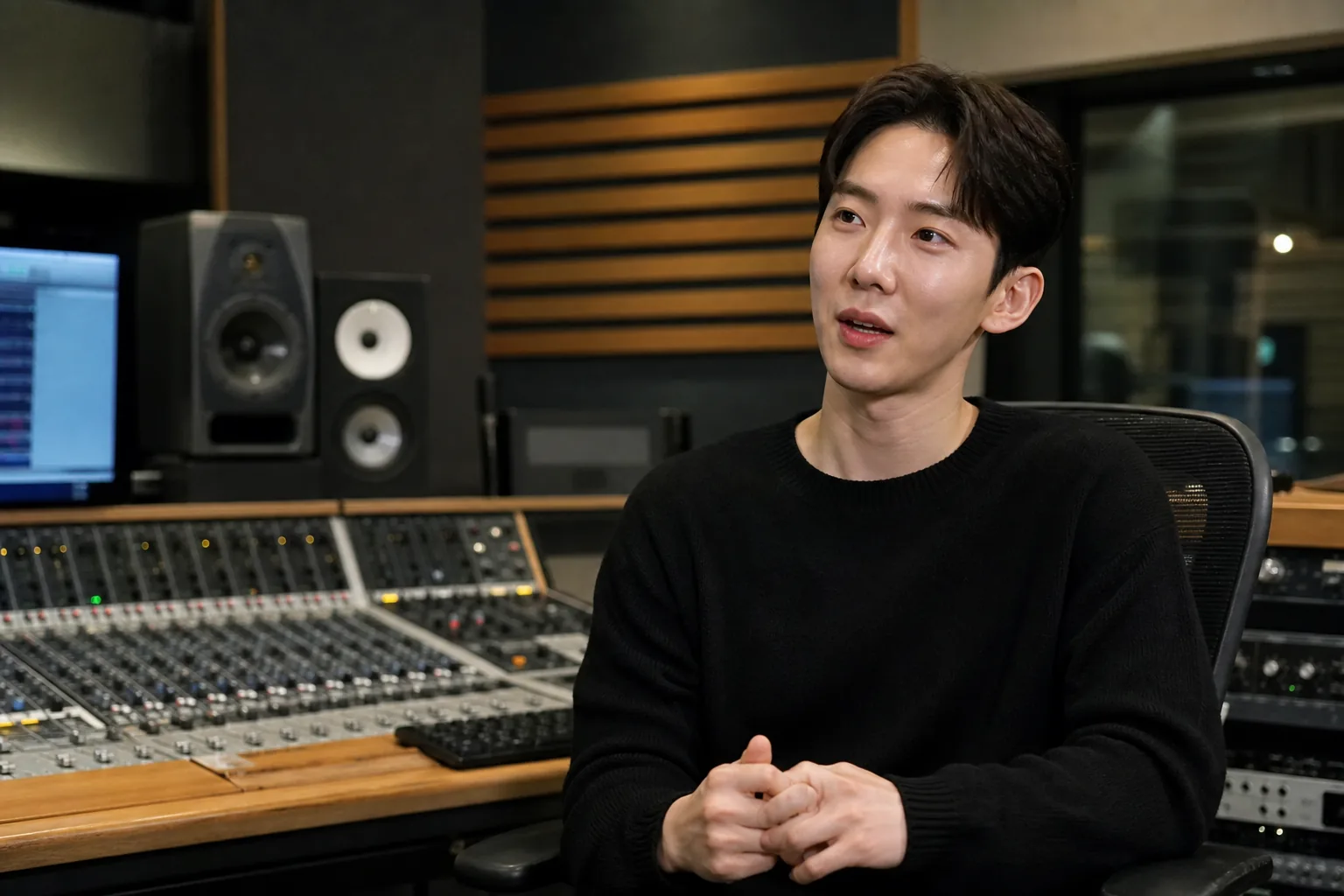 K-pop trainee practice room representing Jo Kwon's long JYP training period
