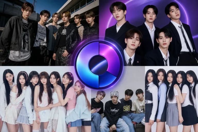 K-pop chart rankings featuring RIIZE BTS I.O.I CORTIS and ILLIT