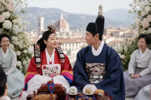 Arden Cho wedding news inspired by a Korean pyebaek ceremony in Florence