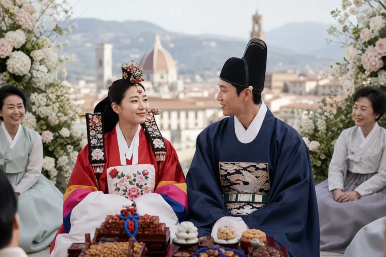 Arden Cho wedding news inspired by a Korean pyebaek ceremony in Florence
