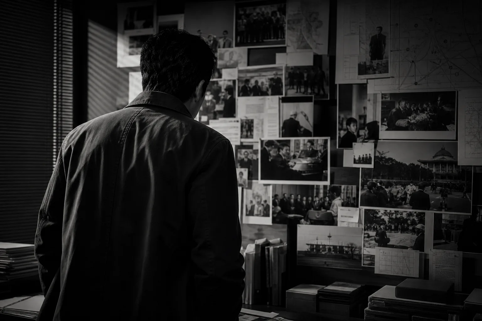 Black and white Korean political thriller poster mood for Assassin(s)