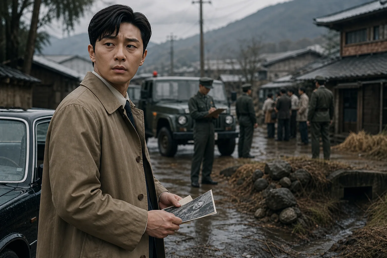 1970s Korean mystery film concept with detective investigation
