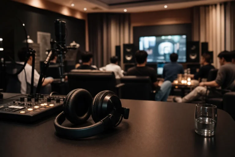 Modern listening party setup representing EVAN solo debut reaction story