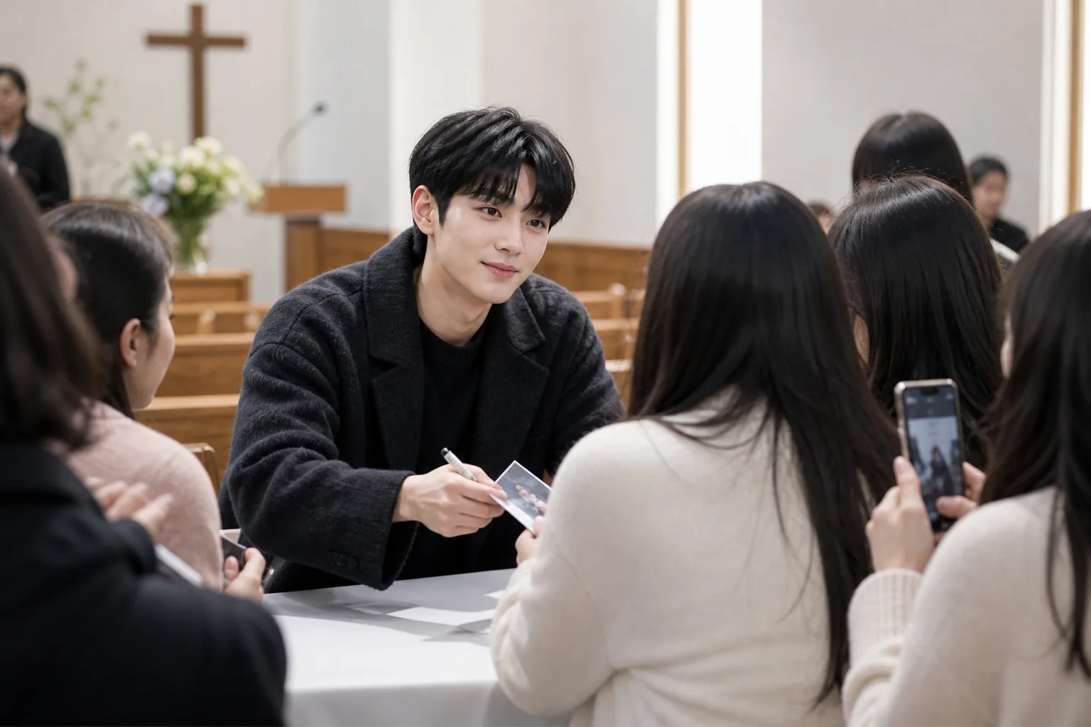 Fans gathering for an informal Heo Nam Jun church fansign after My Royal Nemesis