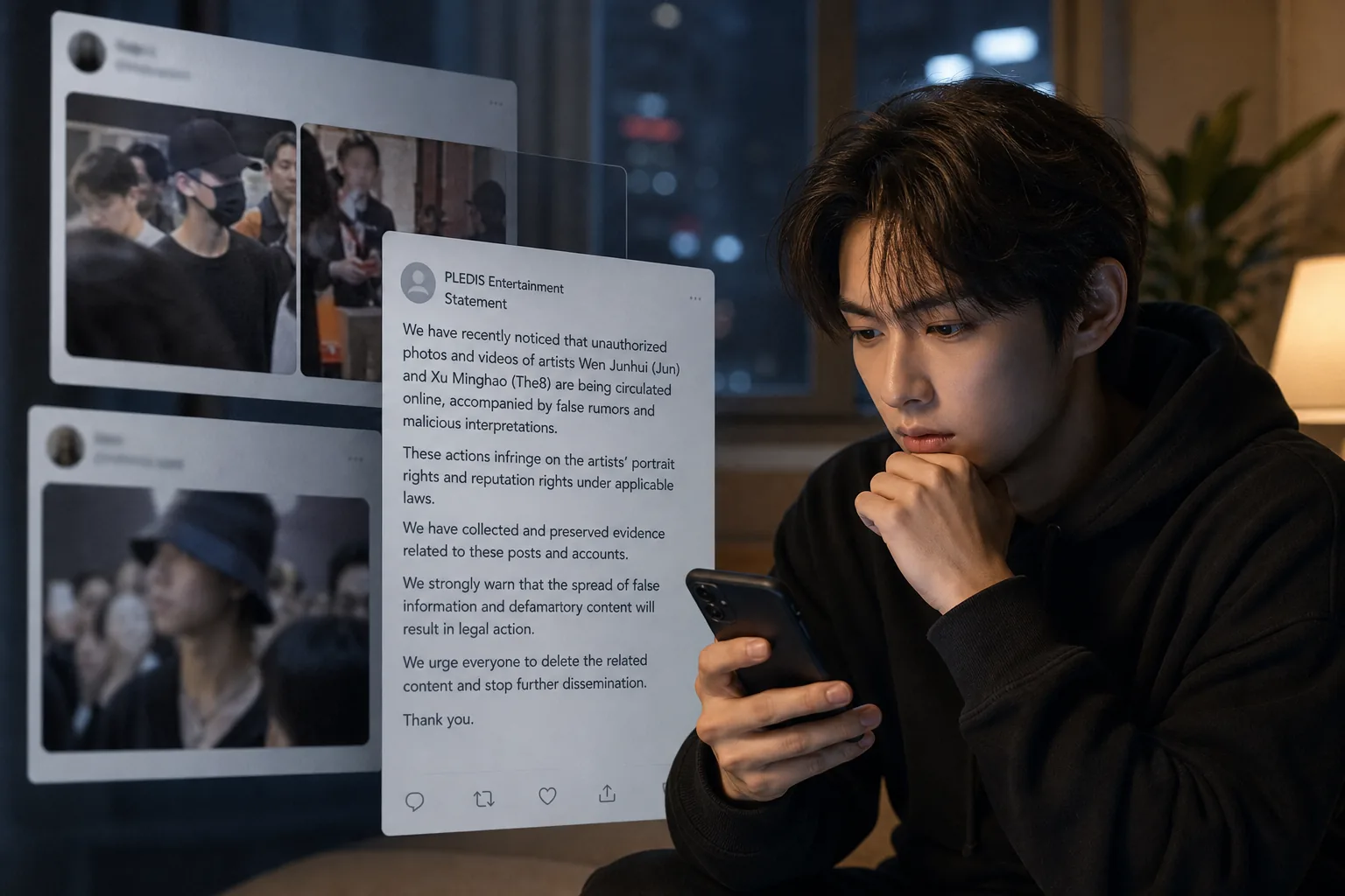 K-pop agency statement responding to online rumors about an idol