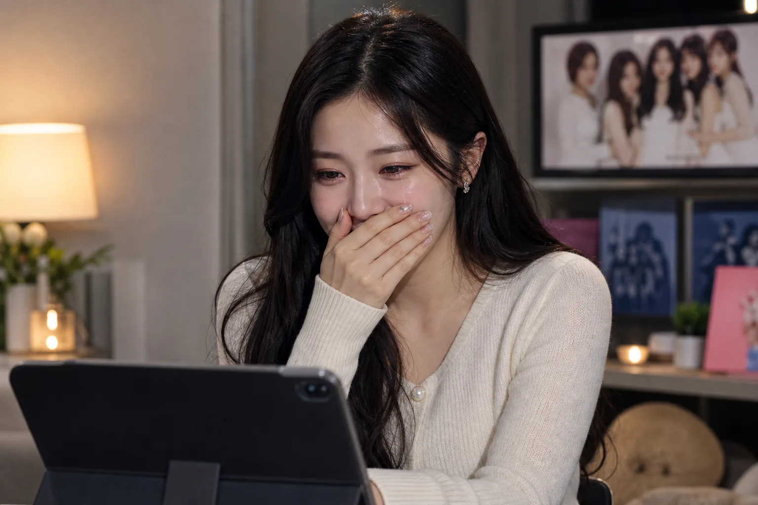 K-pop artist reading fan comments after a long-awaited comeback