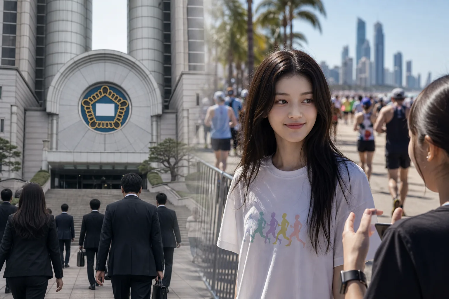 AI editorial image showing a K-pop legal dispute and public attention around Danielle