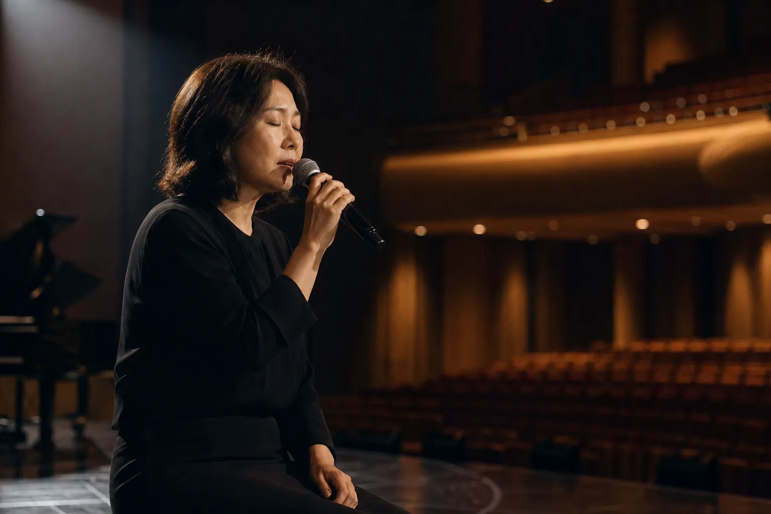 Quiet concert hall representing Lee So Ra's return with new music