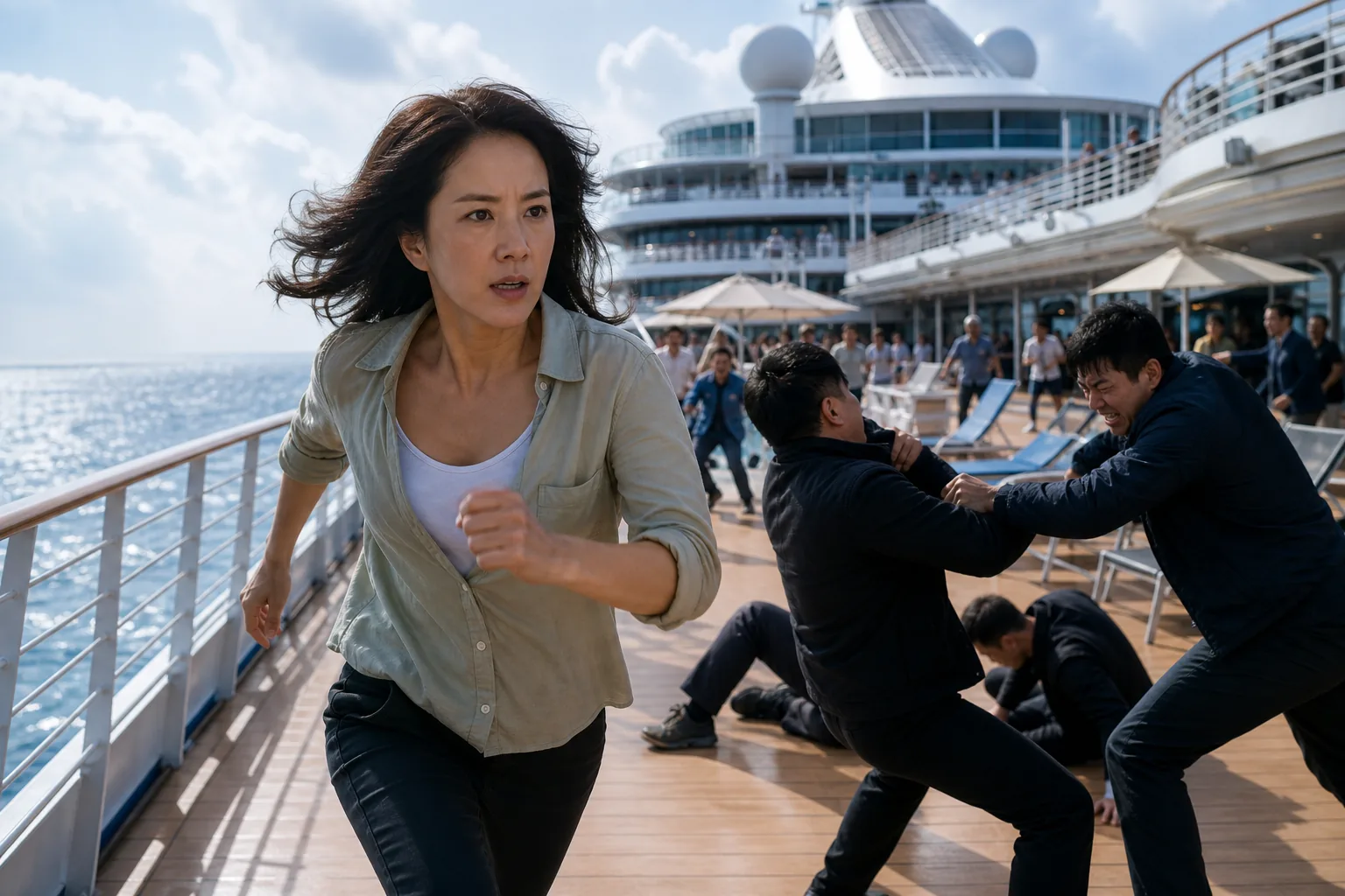 Cruise ship action scene concept for Okay Madam 2