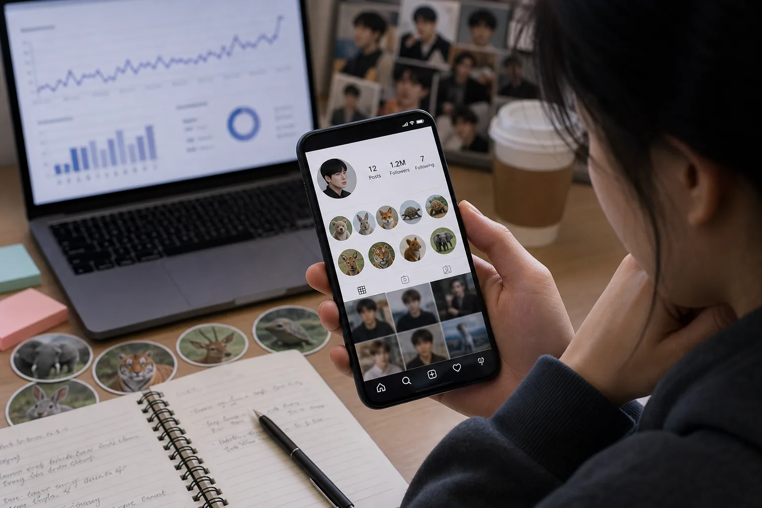 Fans analyzing unusual Instagram follower patterns around a K-pop solo account