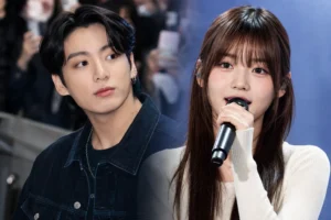 K-pop singer recording a cover performance in a modern studio after BTS Jungkook shoutout