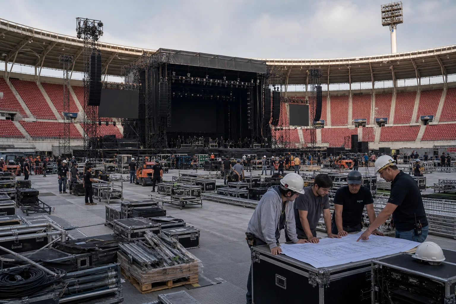 Concert production planning for BTS ARIRANG tour stadium show in Chile