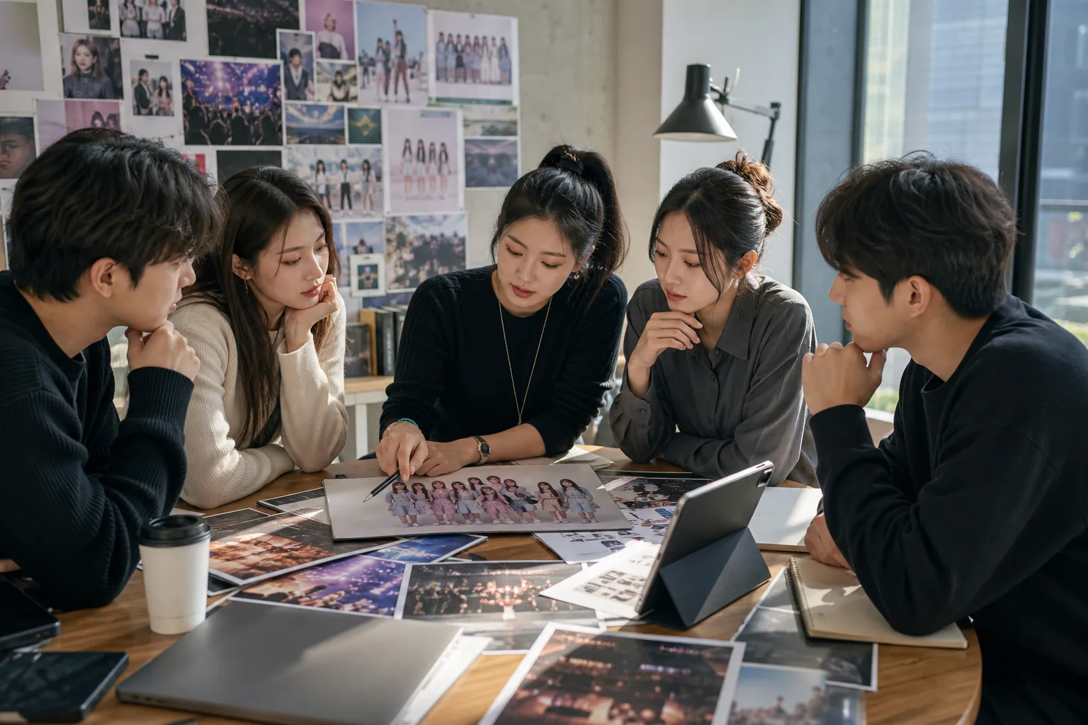K-pop agency branding meeting for a rookie girl group debut