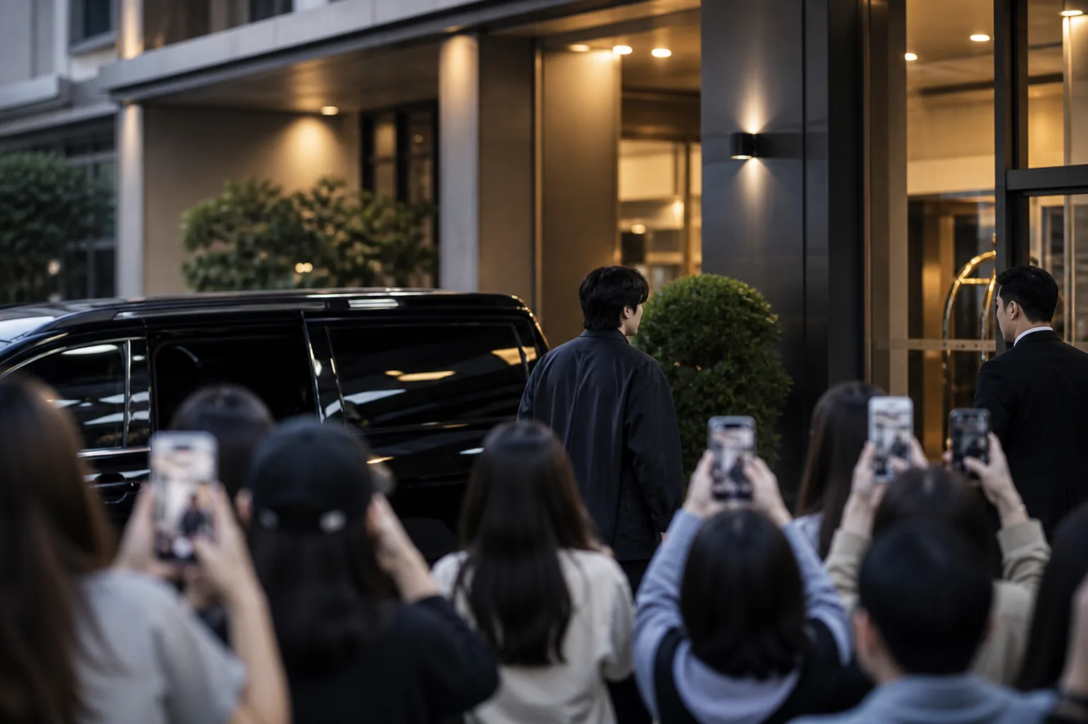 Fans respecting artist hotel privacy during a K-pop world tour