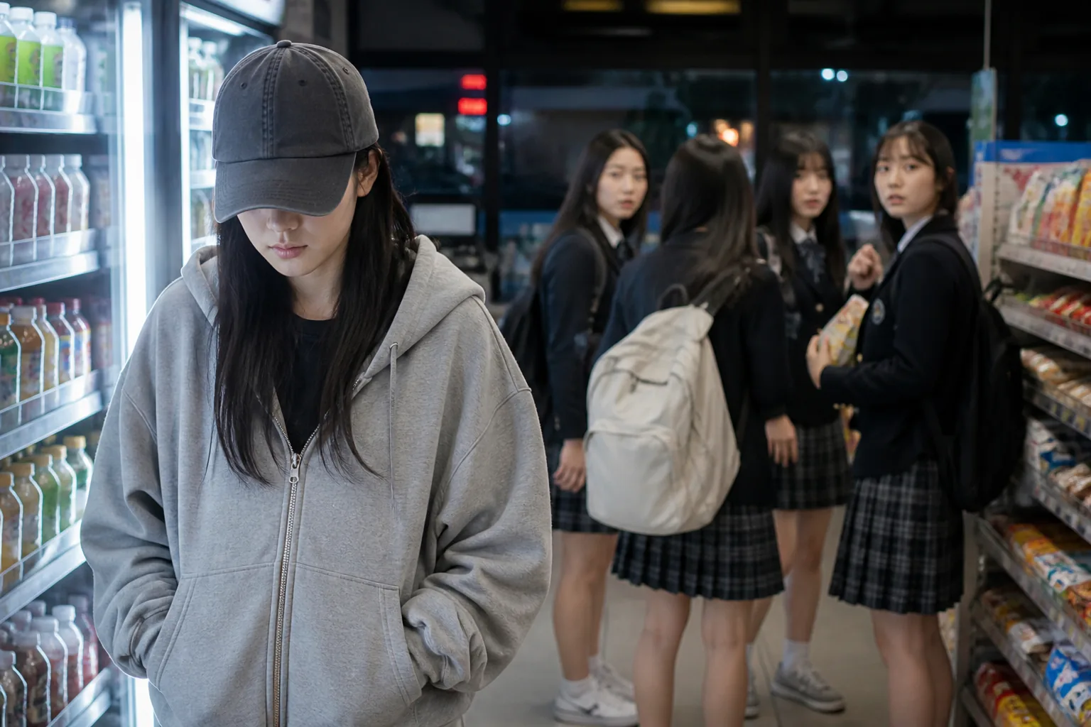 Late-night convenience store scene inspired by Family Register drama preview
