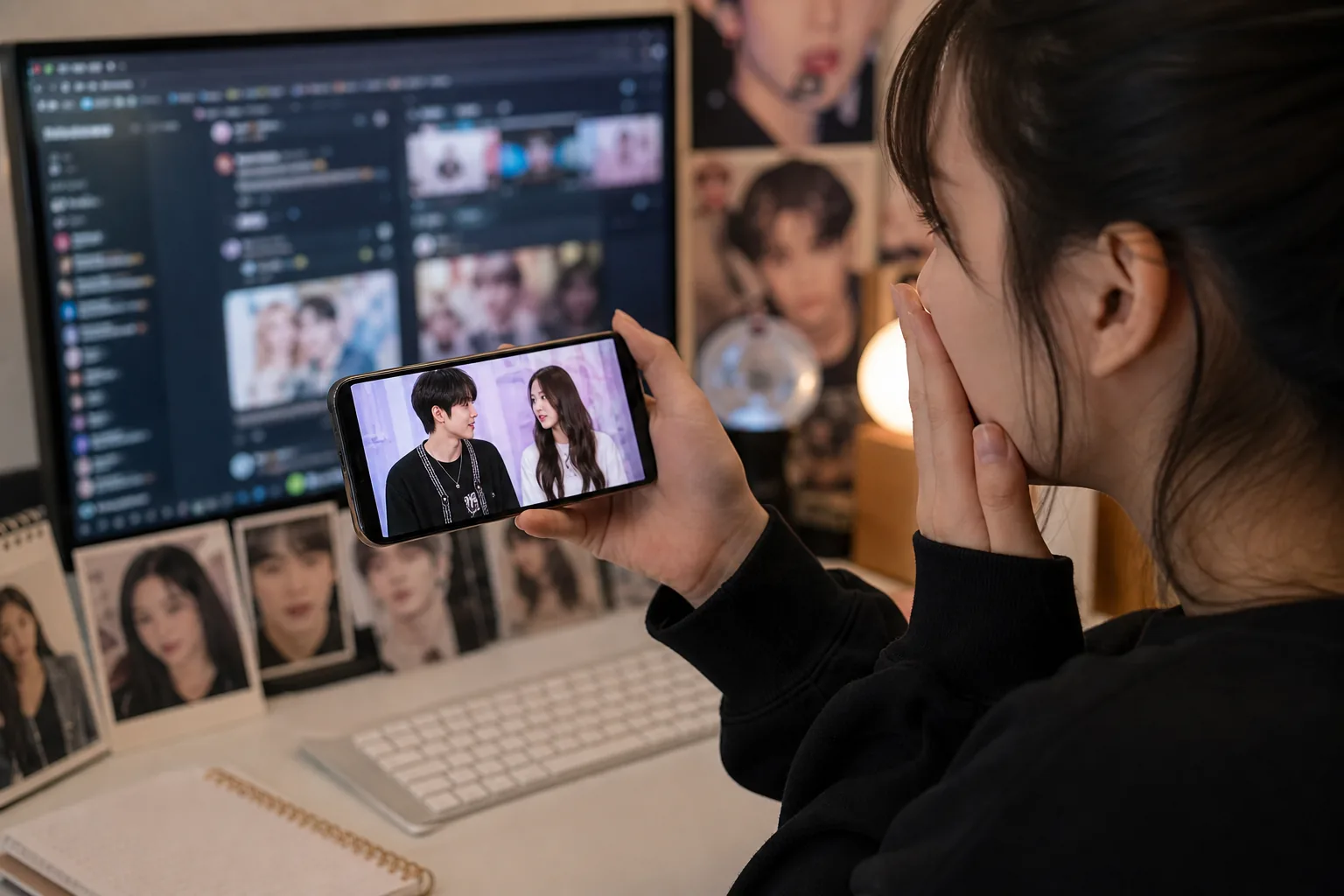 K-pop fans reacting online to a co-ed idol interaction