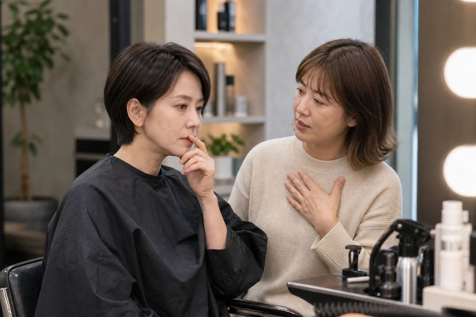Hair salon scene representing Song Ji Hyo short haircut controversy aftermath