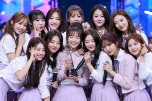 K-pop music show trophy celebrating I.O.I anniversary comeback momentum